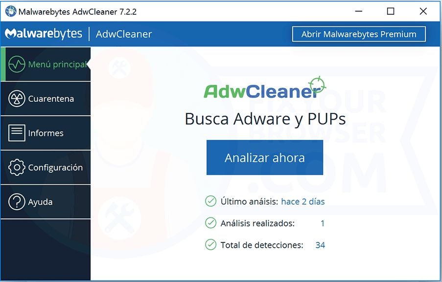 AdwCleaner pantalla principal