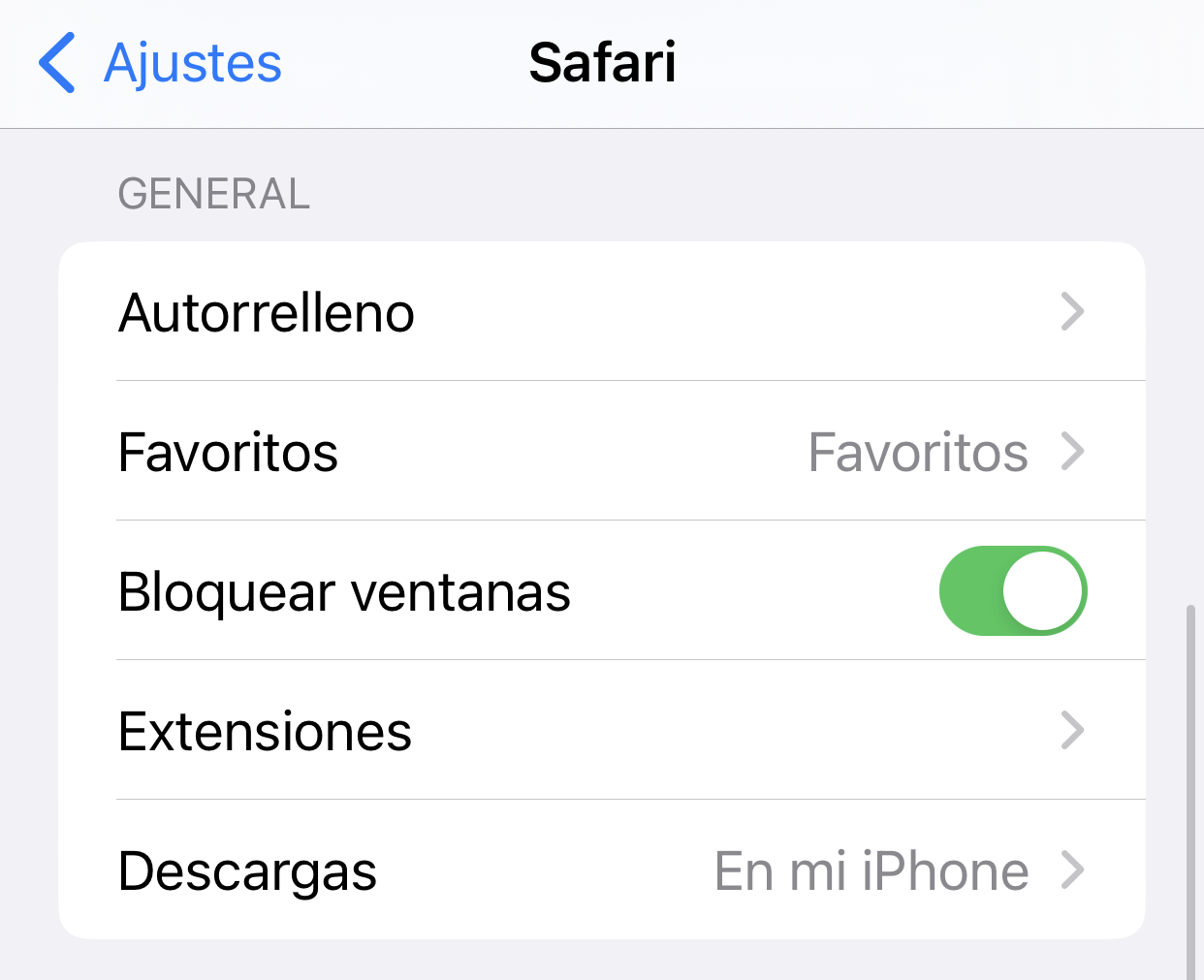 bloquear ventanas safari