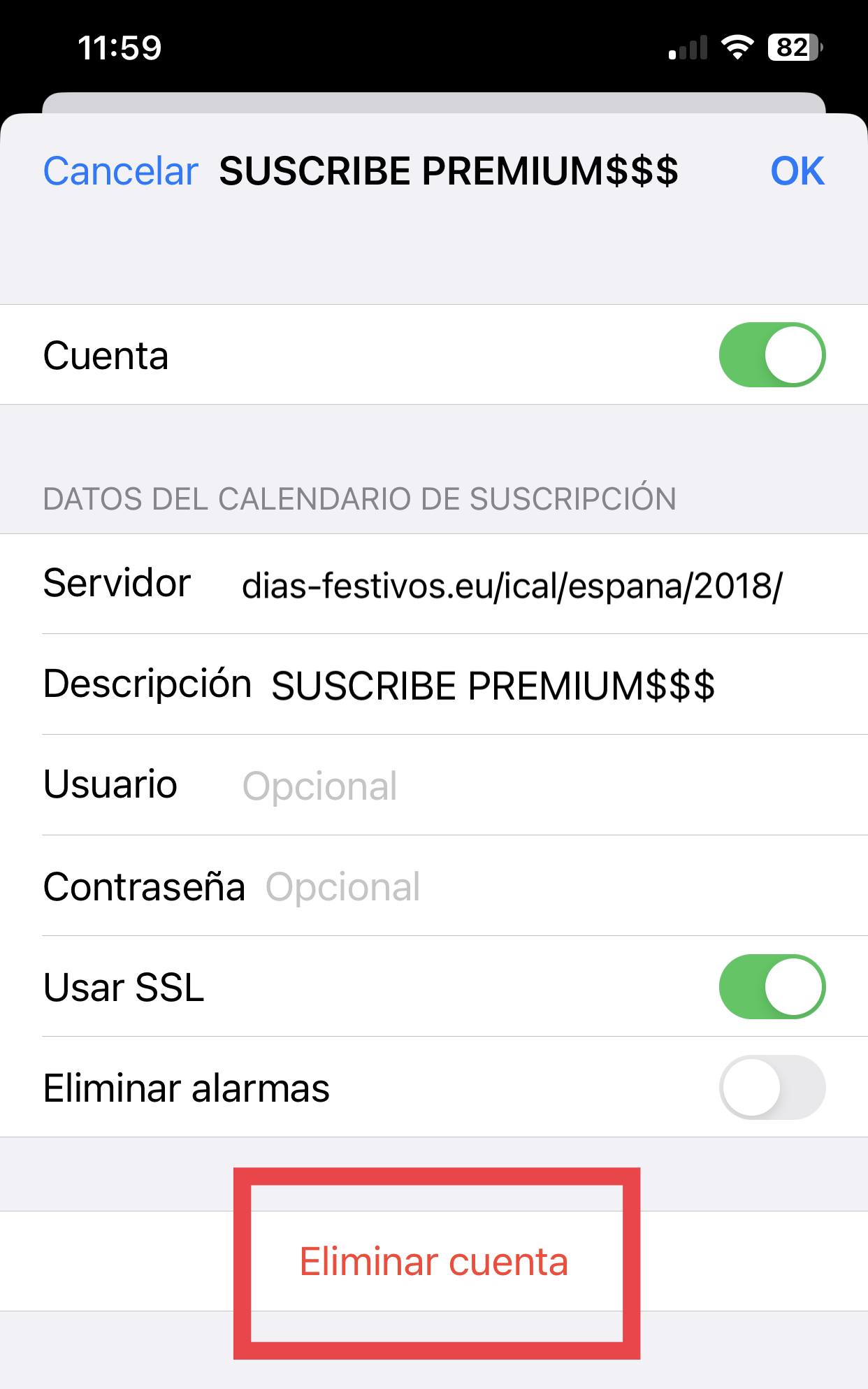 eliminar virus del calendario en iPhone