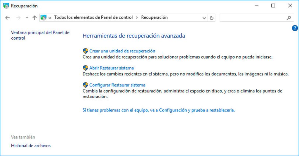 como recuperar equipo windows