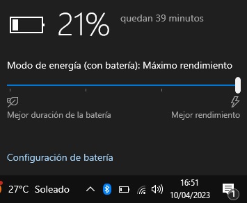 Cambia el modo de energía