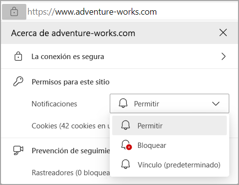 Bloquear notificaciones en Microsoft Edge