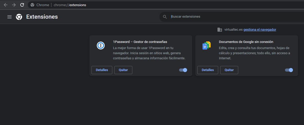 Eliminar extensiones en Chrome