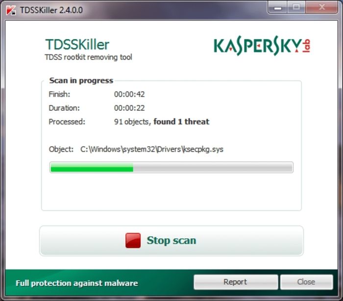 Eliminar rootkit instalado por Node.exe con TDSSKiller