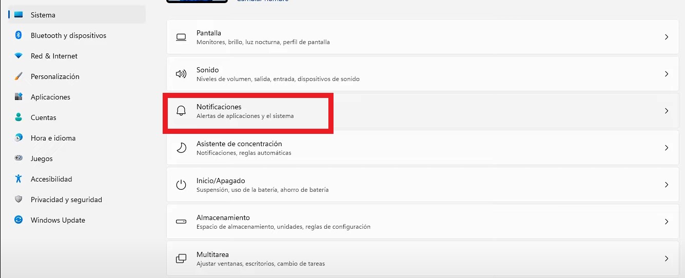 Desactivar notificaciones del navegador en Windows 11