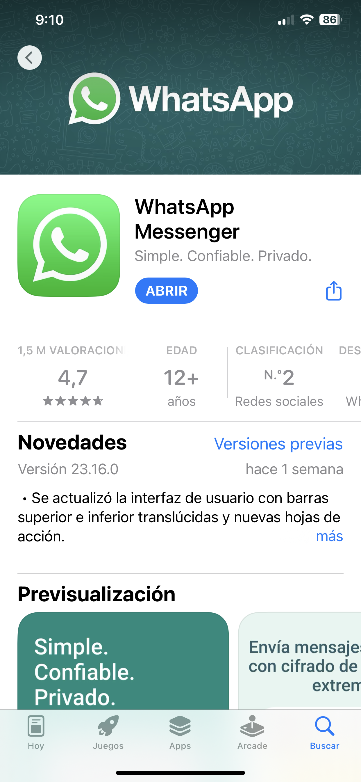 actualizar WhatsApp seguridad y privacidad