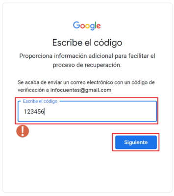 codigo recuperacion cuenta google