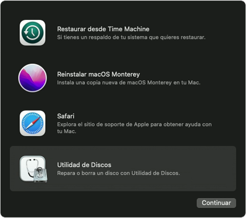 Utilidad de discos MacOS